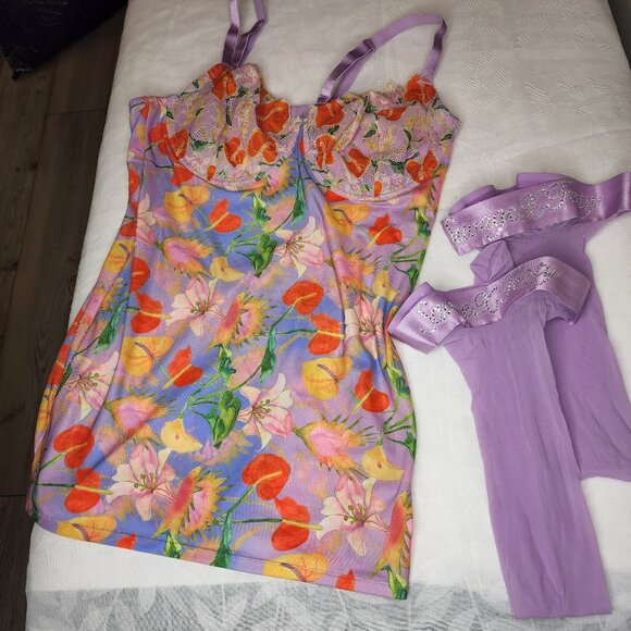 Savage X Fenty Other - Savage X Fenty Floral Lingerie and Thigh Highs 3XL